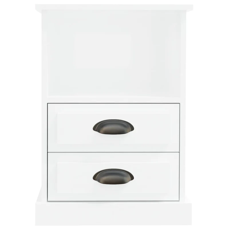 Lot de 2 tables de chevet avec tiroirs et compartiment 43 x 36 x 60 cm bois d'ingénierie blanc brilliant DEC035034