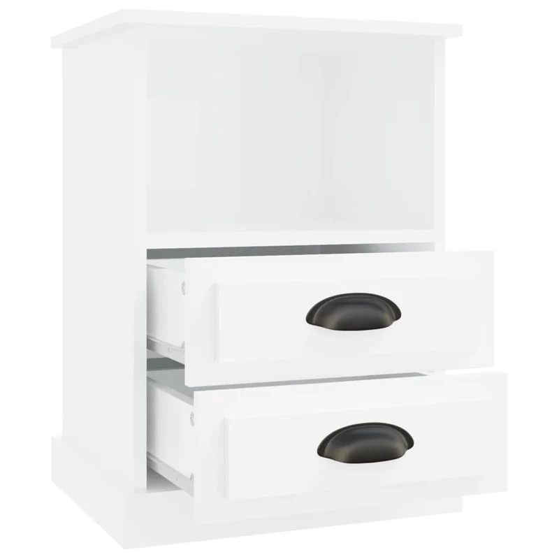 Lot de 2 tables de chevet avec tiroirs et compartiment 43 x 36 x 60 cm bois d'ingénierie blanc brilliant DEC035034