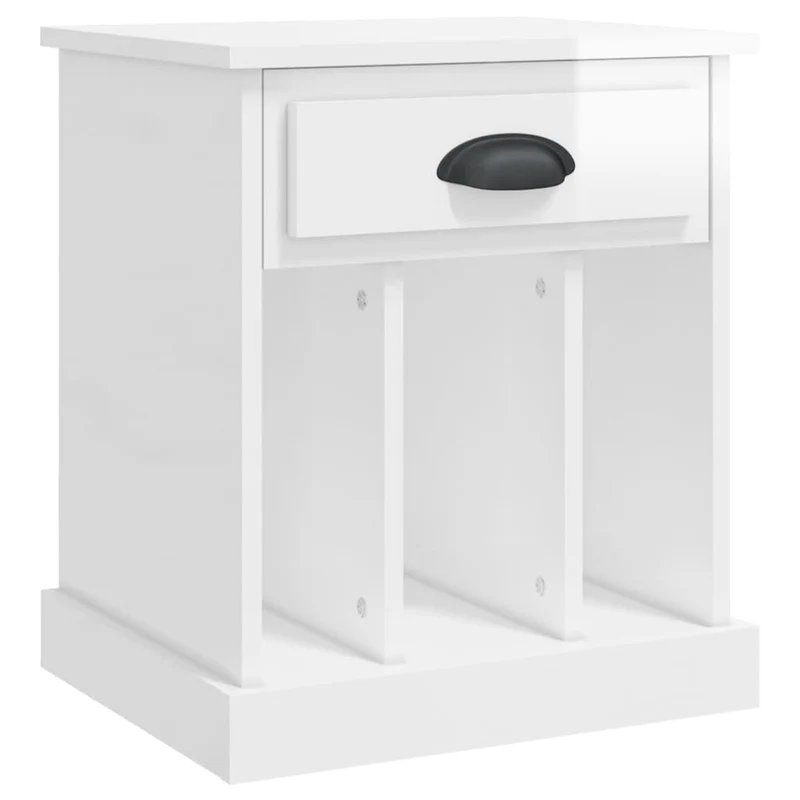 Lot de 2 tables de chevet avec tiroir et 3 compartiments 43 x 36 x 50 cm bois d'ingénierie blanc DEC035033