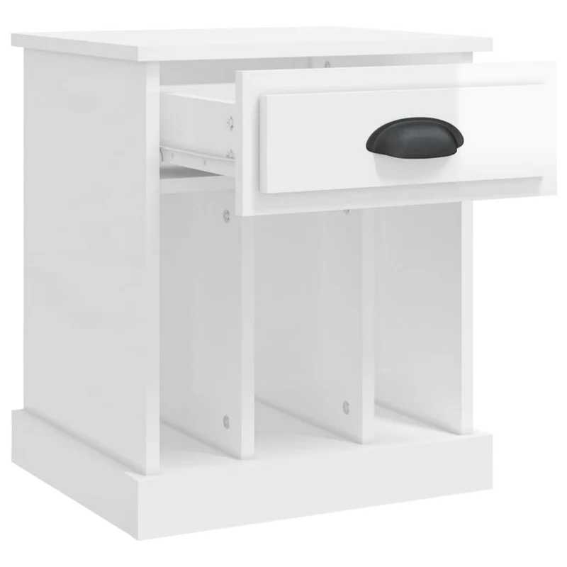 Lot de 2 tables de chevet avec tiroir et 3 compartiments 43 x 36 x 50 cm bois d'ingénierie blanc DEC035033