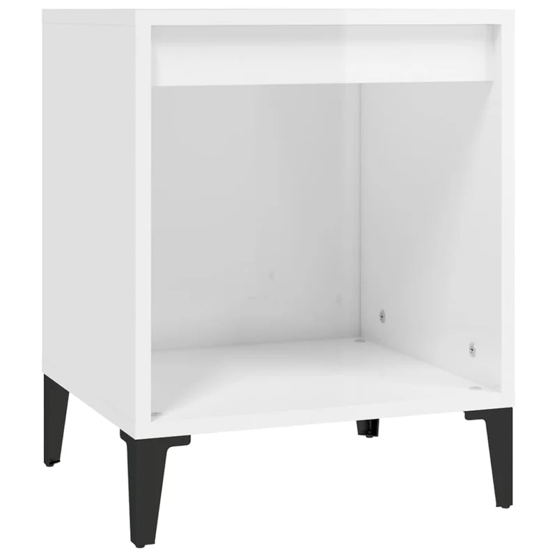 Lot de 2 tables de chevet avec compartiment ouvert 40 x 35 x 50 cm bois d'ingénierie blanc et métal DEC035005