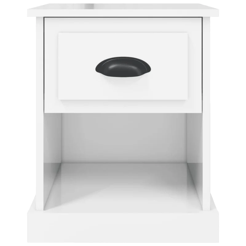 Lot de 2 tables de chevet avec tiroir et compartiment ouvert 39 x 39 x 47,5 cm bois d'ingénierie blanc brilliant DEC034985