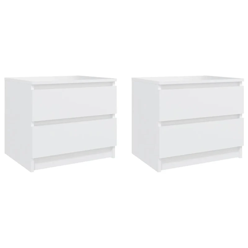 Lot de 2 tables de chevet avec tiroirs 50 x 39 x 43,5 cm aggloméré blanc DEC034974