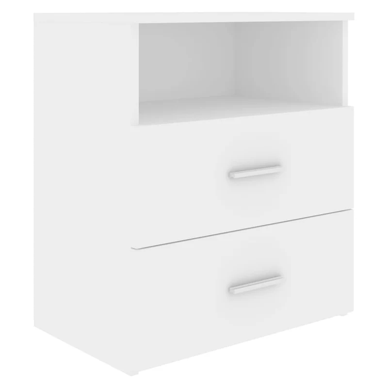 Lot de 2 tables de chevet avec deux tiroirs et compartiment ouvert 50 x 32 x 60 cm bois d'ingénierie blanc DEC034972