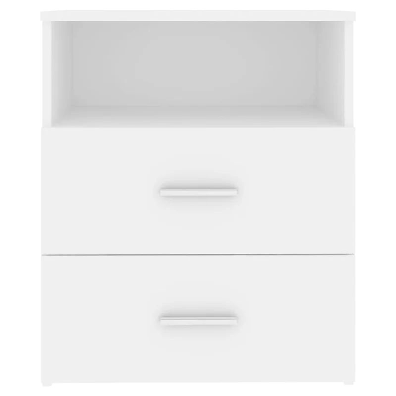 Lot de 2 tables de chevet avec deux tiroirs et compartiment ouvert 50 x 32 x 60 cm bois d'ingénierie blanc DEC034972