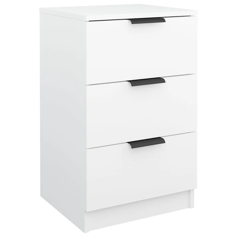Lot de 2 tables de chevet avec 3 tiroirs 40 x 36 x 65 cm bois d'ingénierie blanc DEC034953