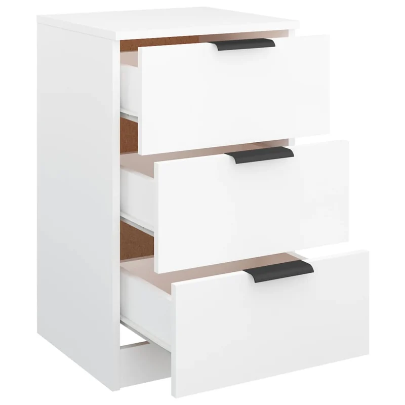 Lot de 2 tables de chevet avec 3 tiroirs 40 x 36 x 65 cm bois d'ingénierie blanc DEC034953
