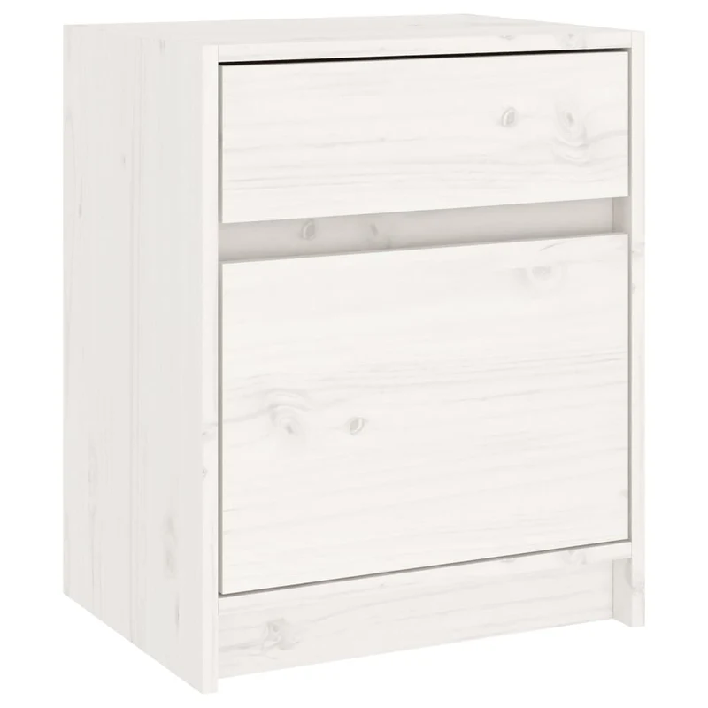Lot de 2 tables de chevet avec iroir et compartiment avec porte 40 x 31 x 50 cm bois de pin blanc DEC034903