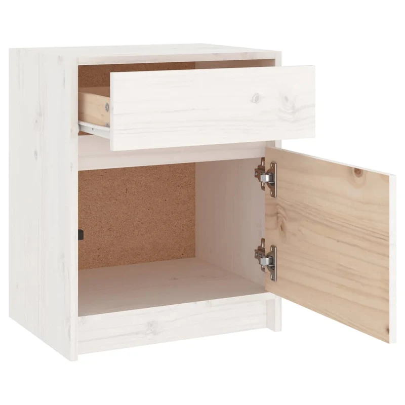 Lot de 2 tables de chevet avec iroir et compartiment avec porte 40 x 31 x 50 cm bois de pin blanc DEC034903
