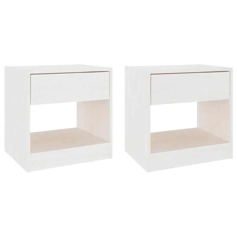 Lot de 2 tables de chevet avec tiroir et compartiment ouvert 40 x 31 x 40 cm bois de pin blanc DEC034902