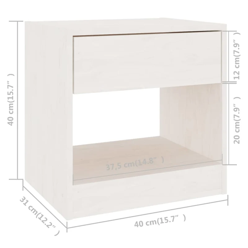 Lot de 2 tables de chevet avec tiroir et compartiment ouvert 40 x 31 x 40 cm bois de pin blanc DEC034902