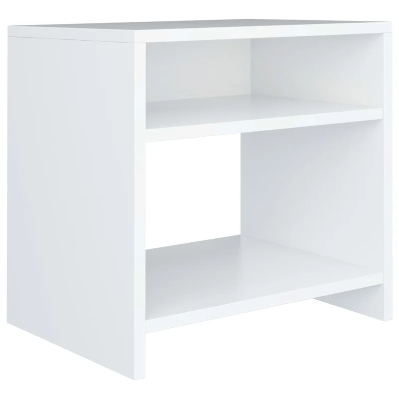 Lot de 2 tables de chevet avec compartiment ouvert et étagère 40 x 30 x 40 cm bois d'ingénierie blanc DEC034891