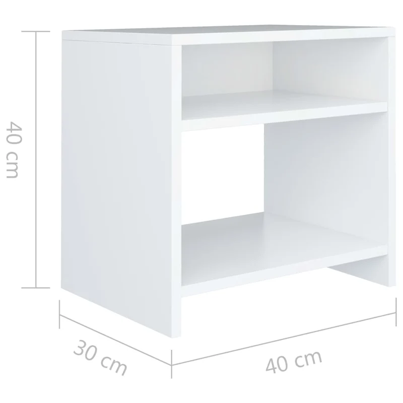 Lot de 2 tables de chevet avec compartiment ouvert et étagère 40 x 30 x 40 cm bois d'ingénierie blanc DEC034891