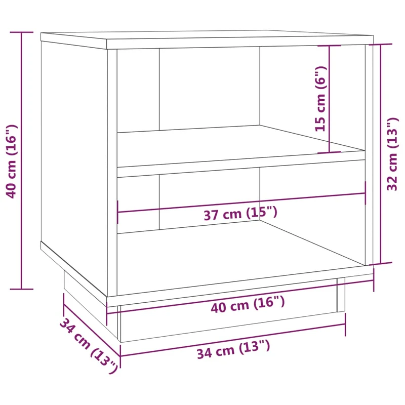Lot de 2 tables de chevet avec étagères 40 x 34 x 40 cm bois de pin DEC034790