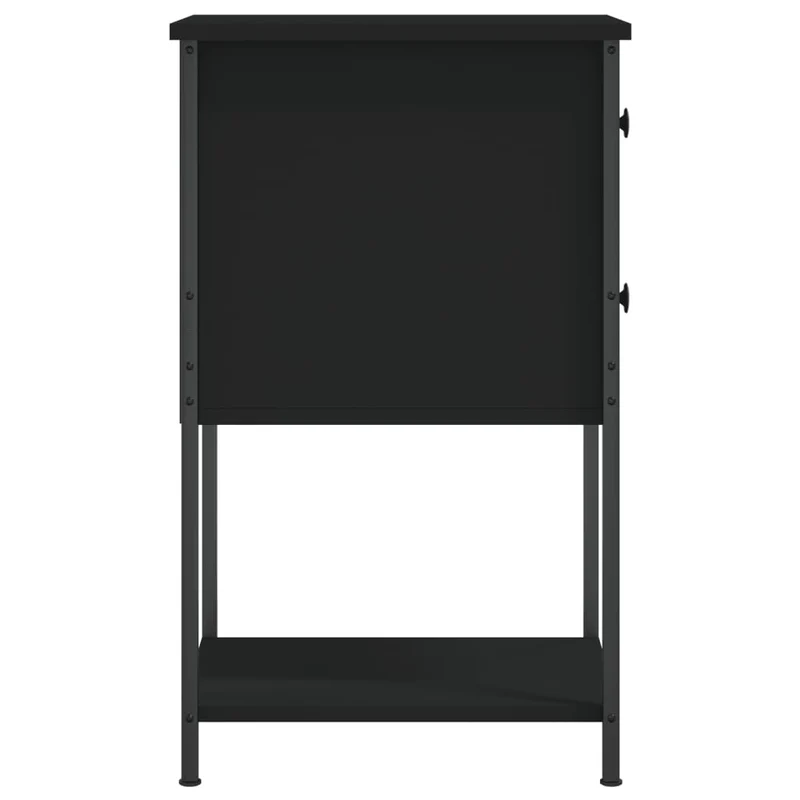 Table de chevet avec deux tiroirs et étagère 32 x 42 x 70 cm bois d’ingénierie noir DEC034346