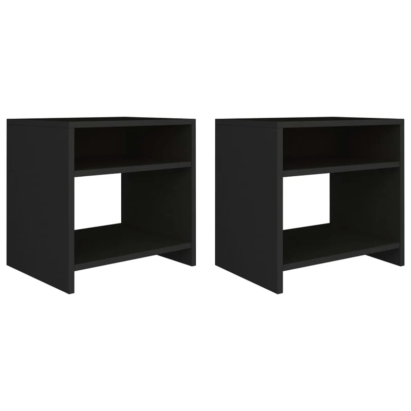 Lot de 2 tables de chevet avec compartiment ouvert et étagère 40 x 30 x 40 cm bois d'ingénierie noir DEC035503