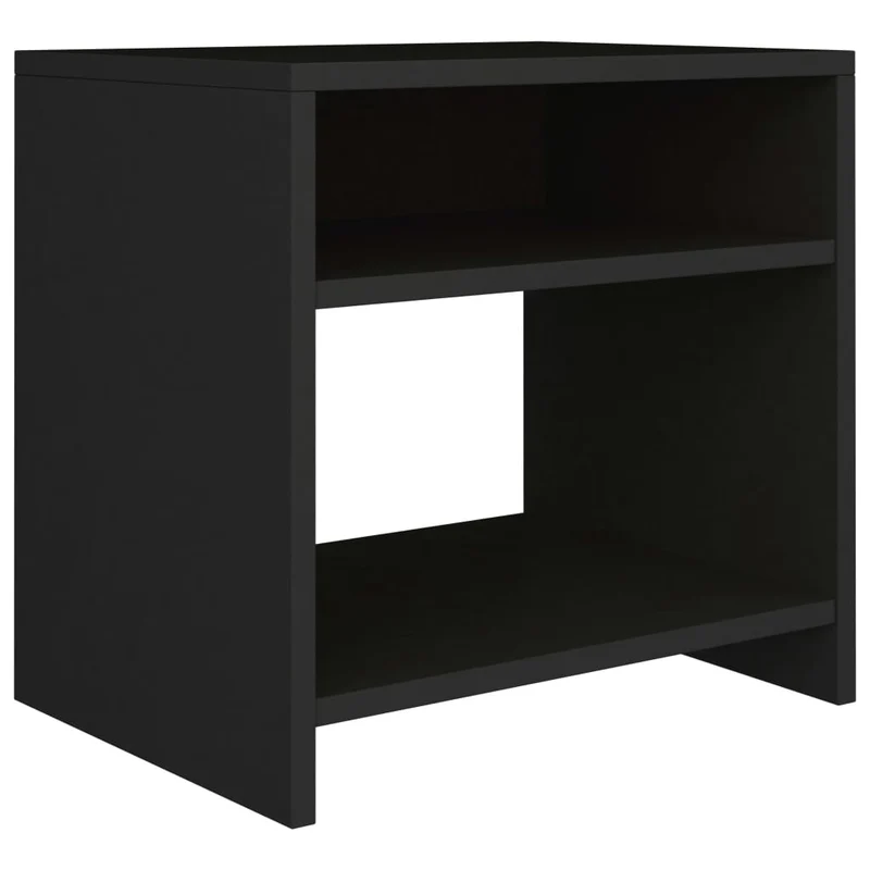 Lot de 2 tables de chevet avec compartiment ouvert et étagère 40 x 30 x 40 cm bois d'ingénierie noir DEC035503