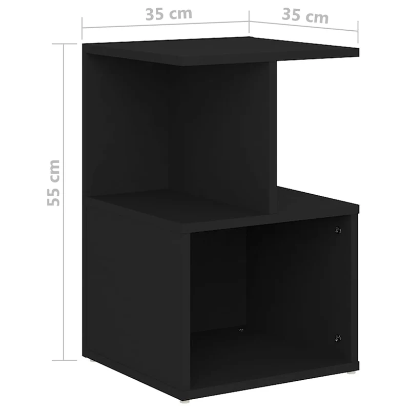 Lot de 2 tables de chevet avec étagère et compartiment 35 x 35 x 55 cm bois d'ingénierie noir DEC035476