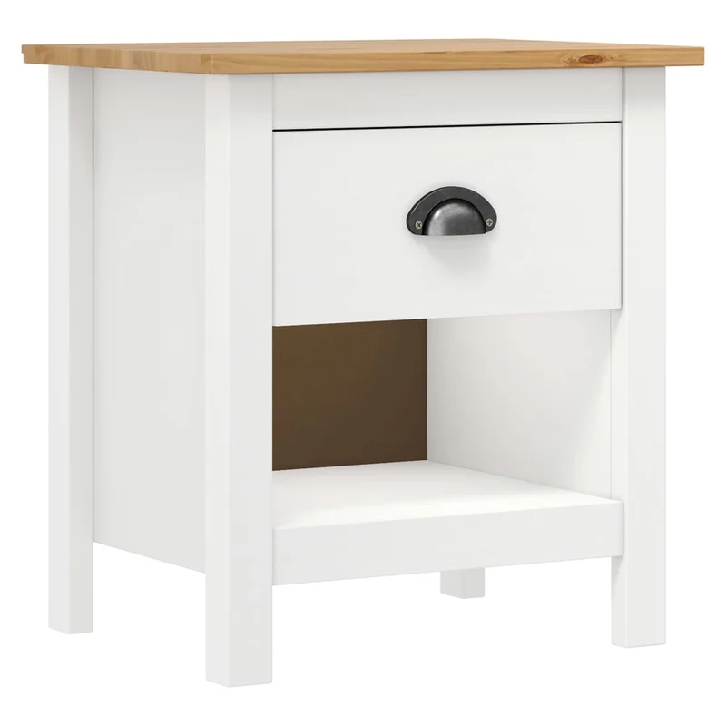 Lot de 2 tables de chevet avec tiroir et étagère 46 x 35 x 49,5 cm bois de pin blanc DEC035415