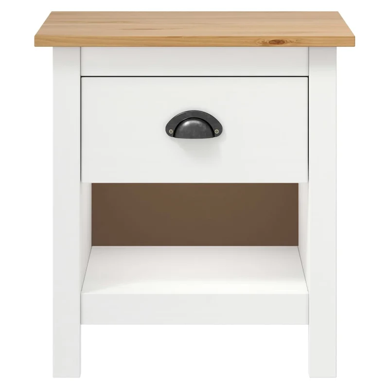 Lot de 2 tables de chevet avec tiroir et étagère 46 x 35 x 49,5 cm bois de pin blanc DEC035415