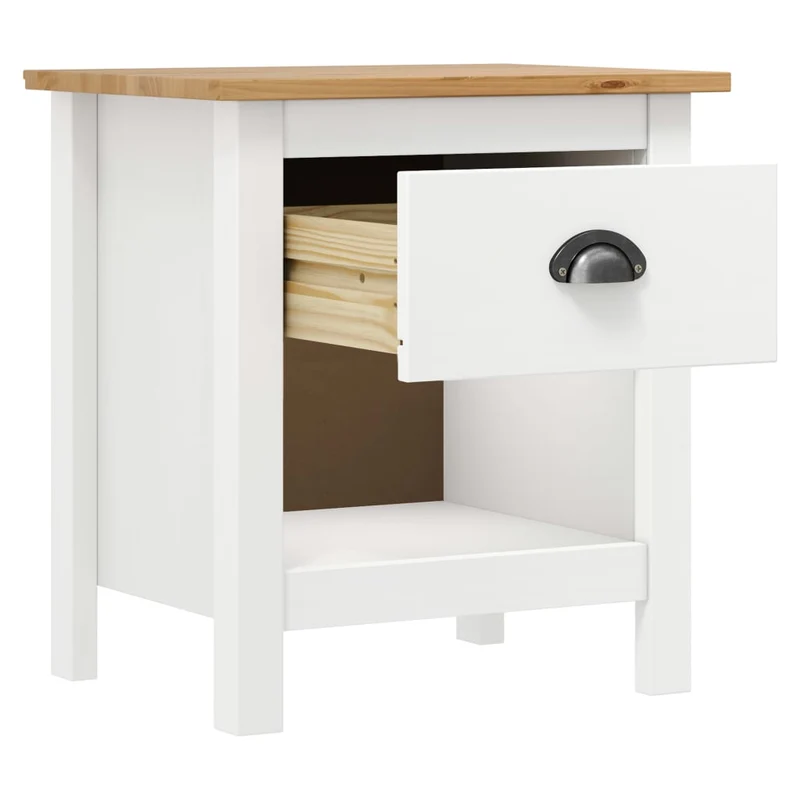 Lot de 2 tables de chevet avec tiroir et étagère 46 x 35 x 49,5 cm bois de pin blanc DEC035415