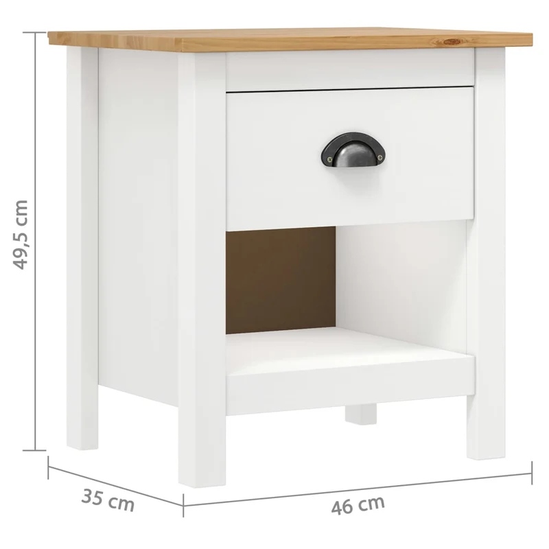 Lot de 2 tables de chevet avec tiroir et étagère 46 x 35 x 49,5 cm bois de pin blanc DEC035415