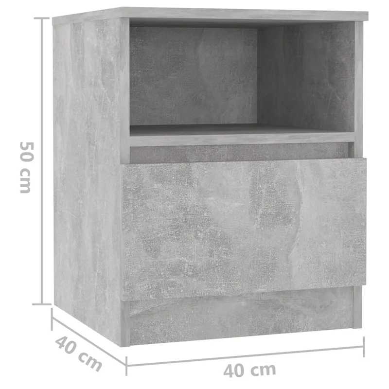 Lot de 2 tables de chevet avec tiroirs et compartiment ouvert 40 x 40 x 50 cm aggloméré gris DEC035389