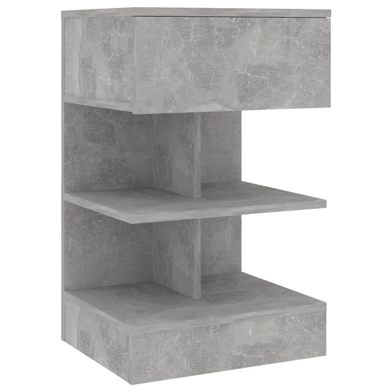Lot de 2 tables de chevet avec étagères 40 x 35 x 65 cm en bois d'ingénierie gris DEC035379
