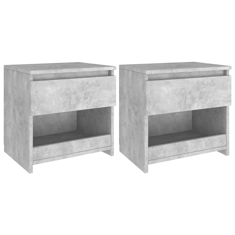 Lot de 2 tables de chevet avec tiroir et compartiment ouvert 40 x 30 x 39 cm aggloméré gris DEC035348
