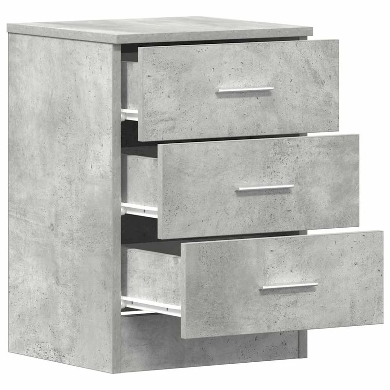 Lot de 2 tables de chevet avec 3 tiroirs 38 x 35 x 56 cm bois d'ingénierie gris DEC035343