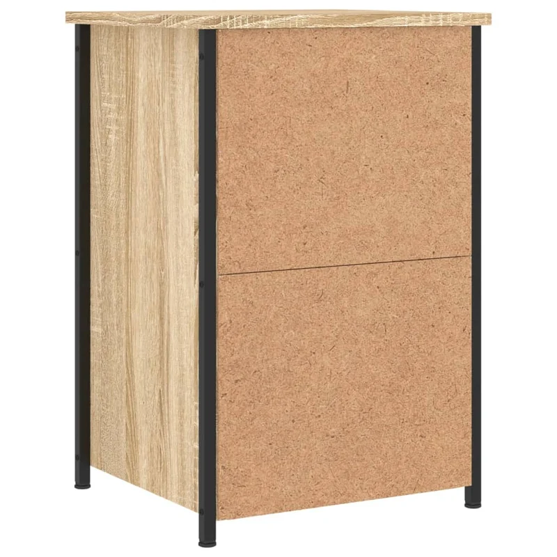 Lot de 2 tables de chevet avec 3 tiroirs 40 x 36 x 60 cm bois ingénierie couleur chêne et fer DEC035265