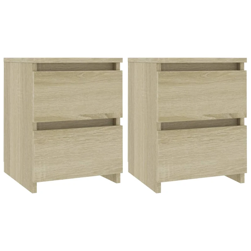 Lot de 2 tables de chevet avec deux tiroirs 30 x 30 x 40 cm bois ingénierie couleur chêne DEC035217