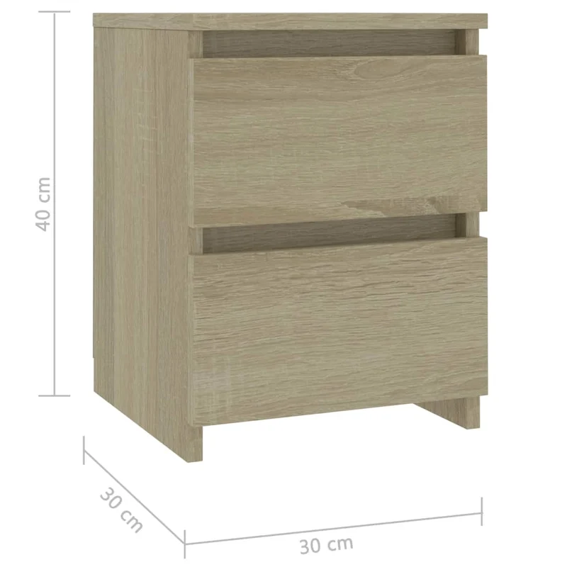 Lot de 2 tables de chevet avec deux tiroirs 30 x 30 x 40 cm bois ingénierie couleur chêne DEC035217
