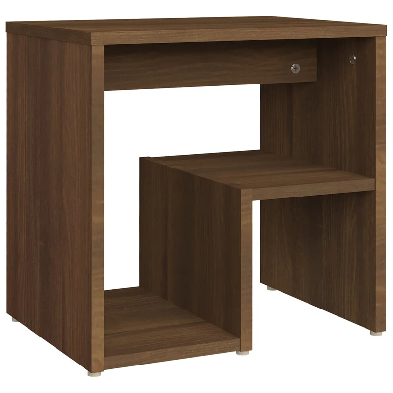 Lot de 2 tables de chevet avec étagères 40 x 30 x 40 cm bois ingénierie marron DEC035160