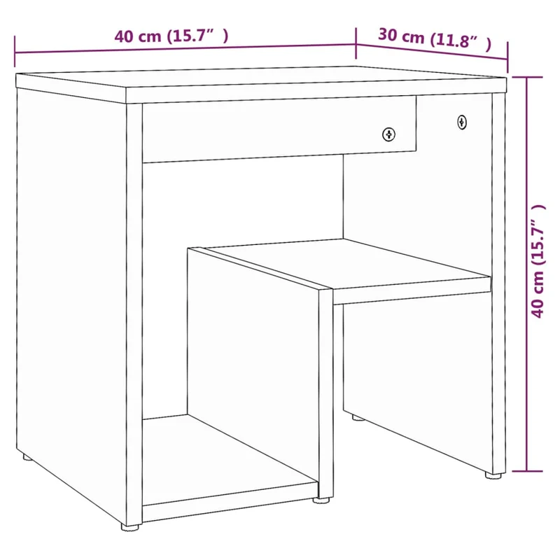 Lot de 2 tables de chevet avec étagères 40 x 30 x 40 cm bois ingénierie marron DEC035160