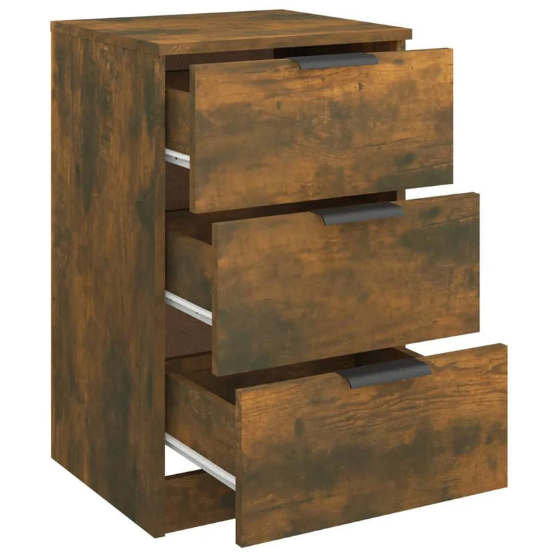 Lot de 2 tables de chevet avec 3 tiroirs 40 x 36 x 65 cm bois d'ingénierie couleur marron DEC035113