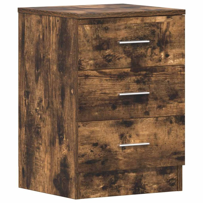 Lot de 2 tables de chevet avec 3 tiroirs 38 x 35 x 56 cm bois d'ingénierie marron DEC035068
