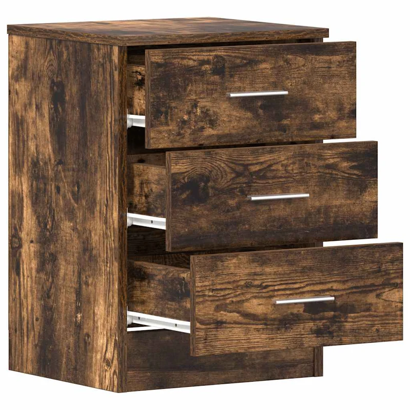 Lot de 2 tables de chevet avec 3 tiroirs 38 x 35 x 56 cm bois d'ingénierie marron DEC035068