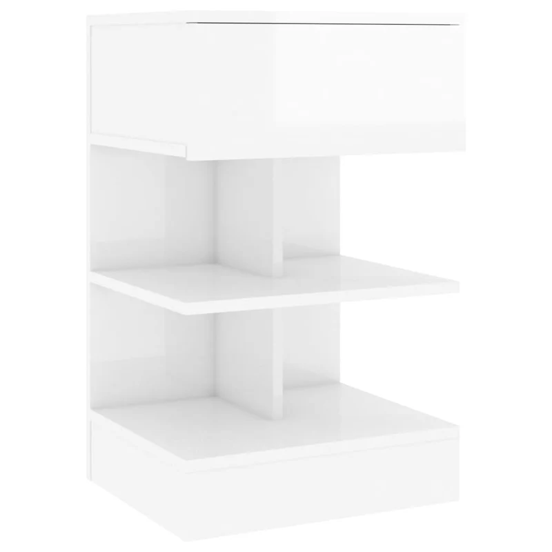 Lot de 2 tables de chevet avec tiroir et étagères 40 x 35 x 65 cm bois d'ingénierie blanc DEC035020