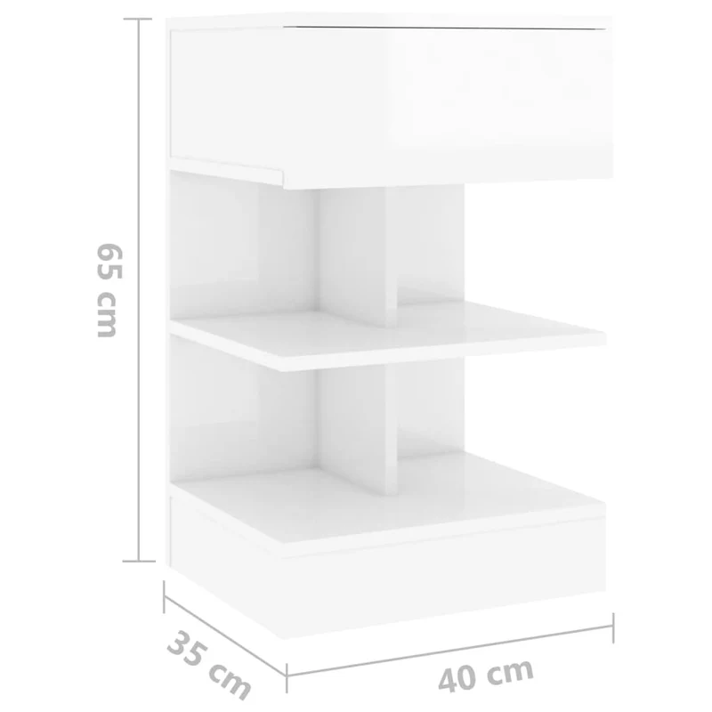 Lot de 2 tables de chevet avec tiroir et étagères 40 x 35 x 65 cm bois d'ingénierie blanc DEC035020