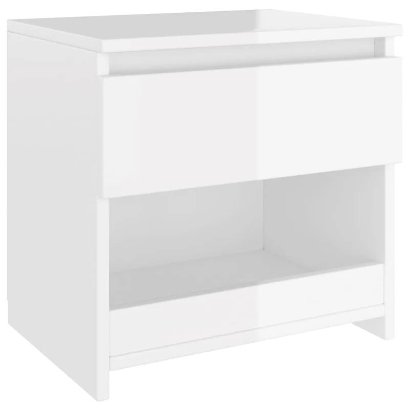 Lot de 2 tables de chevet avec tiroirs et compartiment ouvert 40 x 30 x 39 cm aggloméré blanc brilliant DEC034987