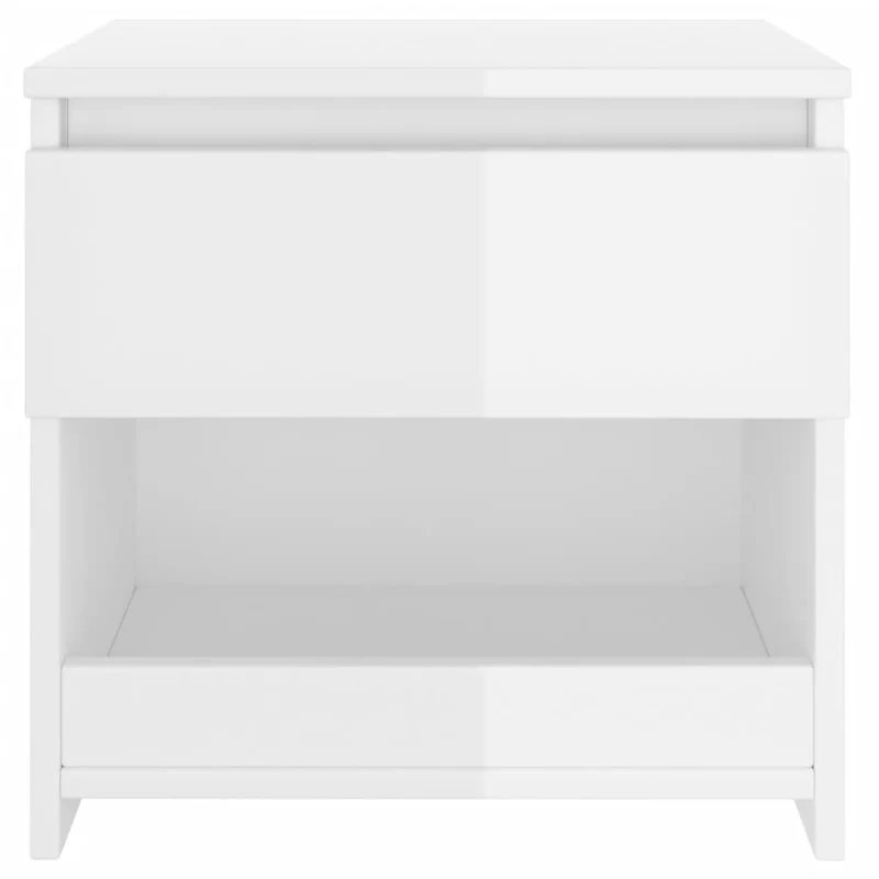 Lot de 2 tables de chevet avec tiroirs et compartiment ouvert 40 x 30 x 39 cm aggloméré blanc brilliant DEC034987