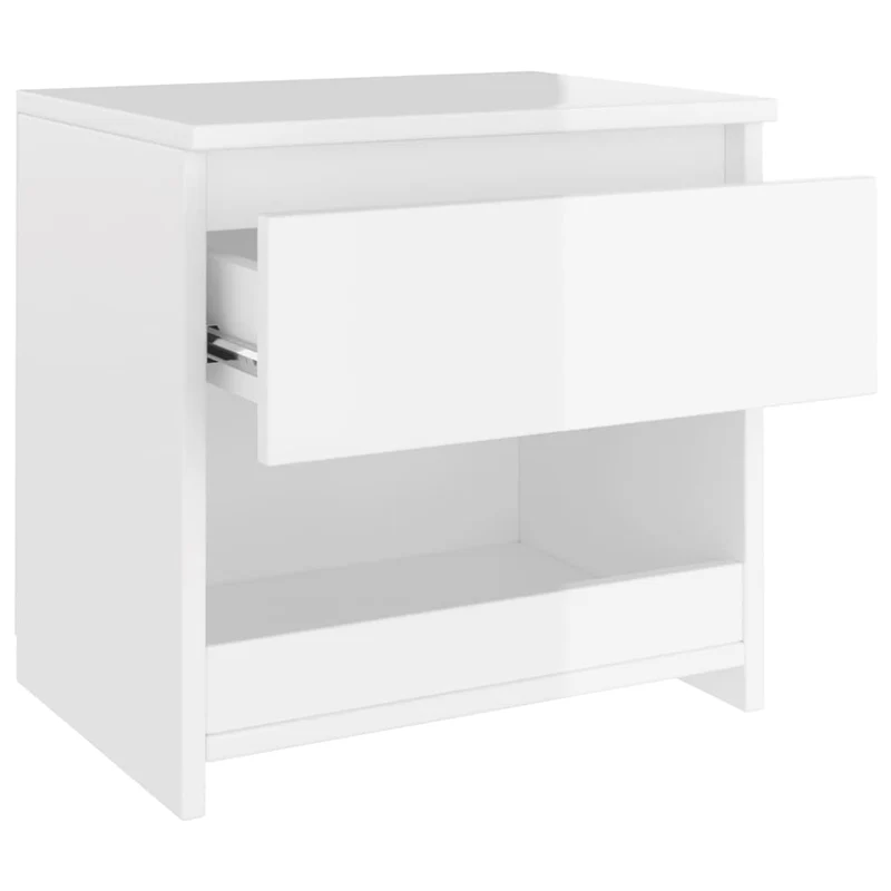 Lot de 2 tables de chevet avec tiroirs et compartiment ouvert 40 x 30 x 39 cm aggloméré blanc brilliant DEC034987