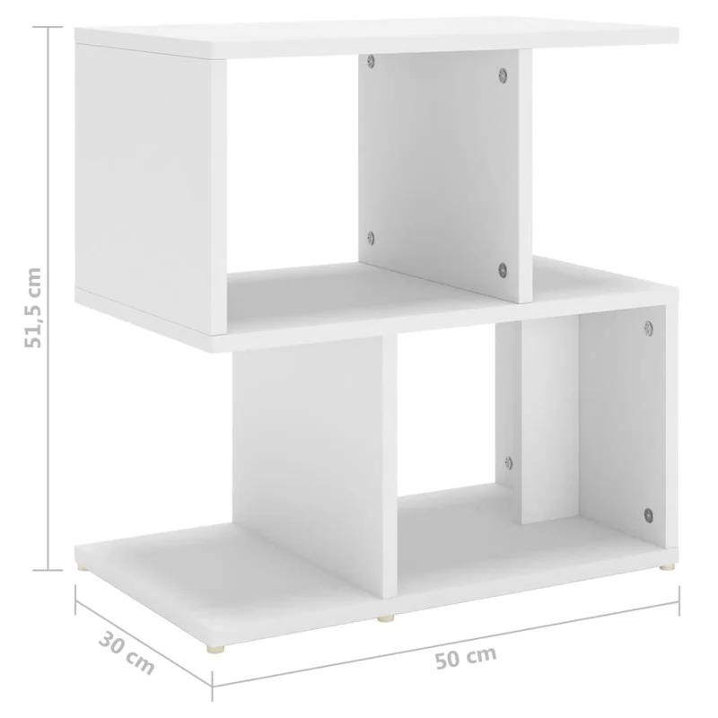 Lot de 2 tables de chevet avec étagères 50 x 30 x 51,5 cm bois d'ingénierie blanc DEC034971