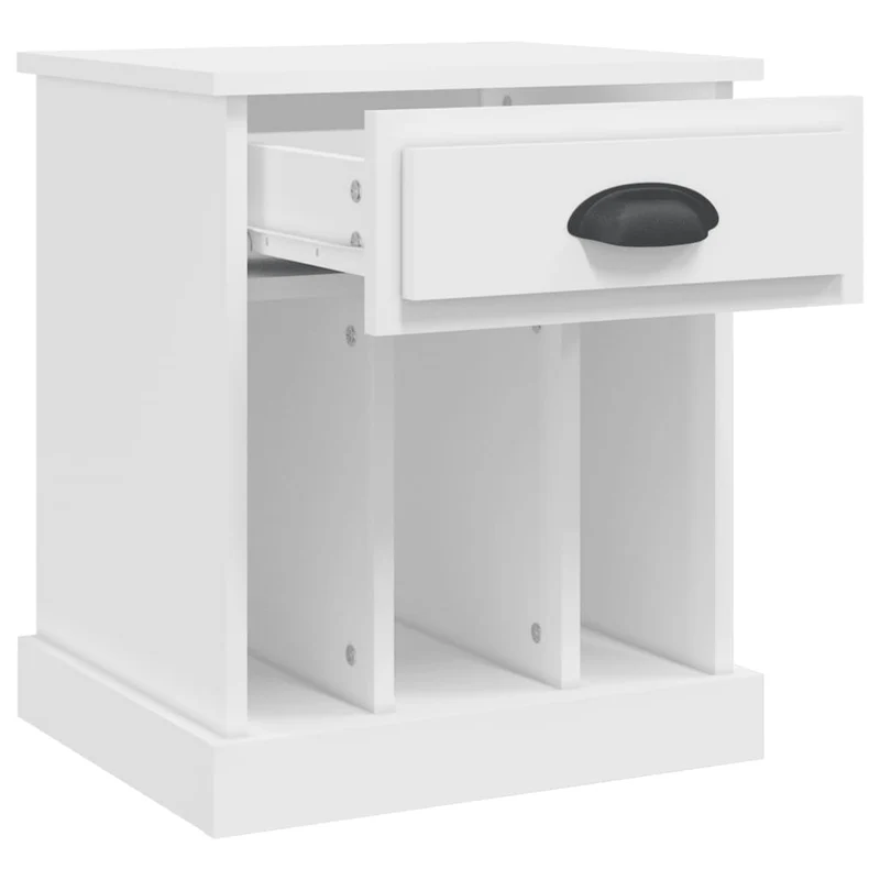Lot de 2 tables de chevet avec tiroir et 3 compartiments 43 x 36 x 50 cm bois d'ingénierie blanc DEC034967