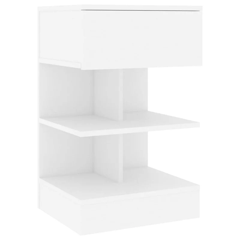 Lot de 2 tables de chevet avec tiroir et étagères 40 x 35 x 65 cm bois d’ingénierie blanc DEC034946