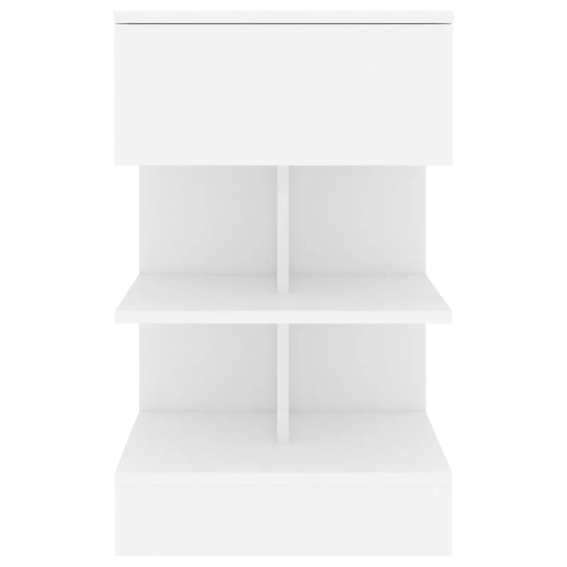 Lot de 2 tables de chevet avec tiroir et étagères 40 x 35 x 65 cm bois d’ingénierie blanc DEC034946
