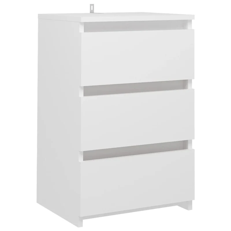 Lot de 2 tables de chevet avec 3 tiroirs 40 x 35 x 62,5 cm aggloméré blanc DEC034945