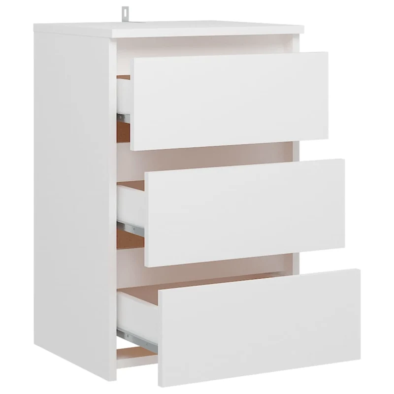 Lot de 2 tables de chevet avec 3 tiroirs 40 x 35 x 62,5 cm aggloméré blanc DEC034945