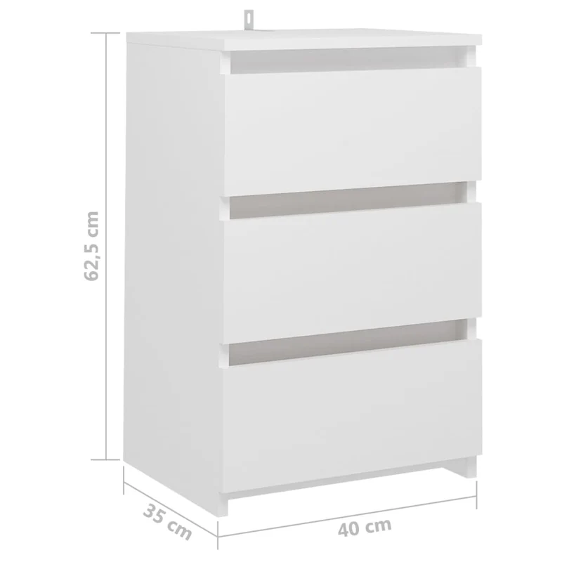 Lot de 2 tables de chevet avec 3 tiroirs 40 x 35 x 62,5 cm aggloméré blanc DEC034945